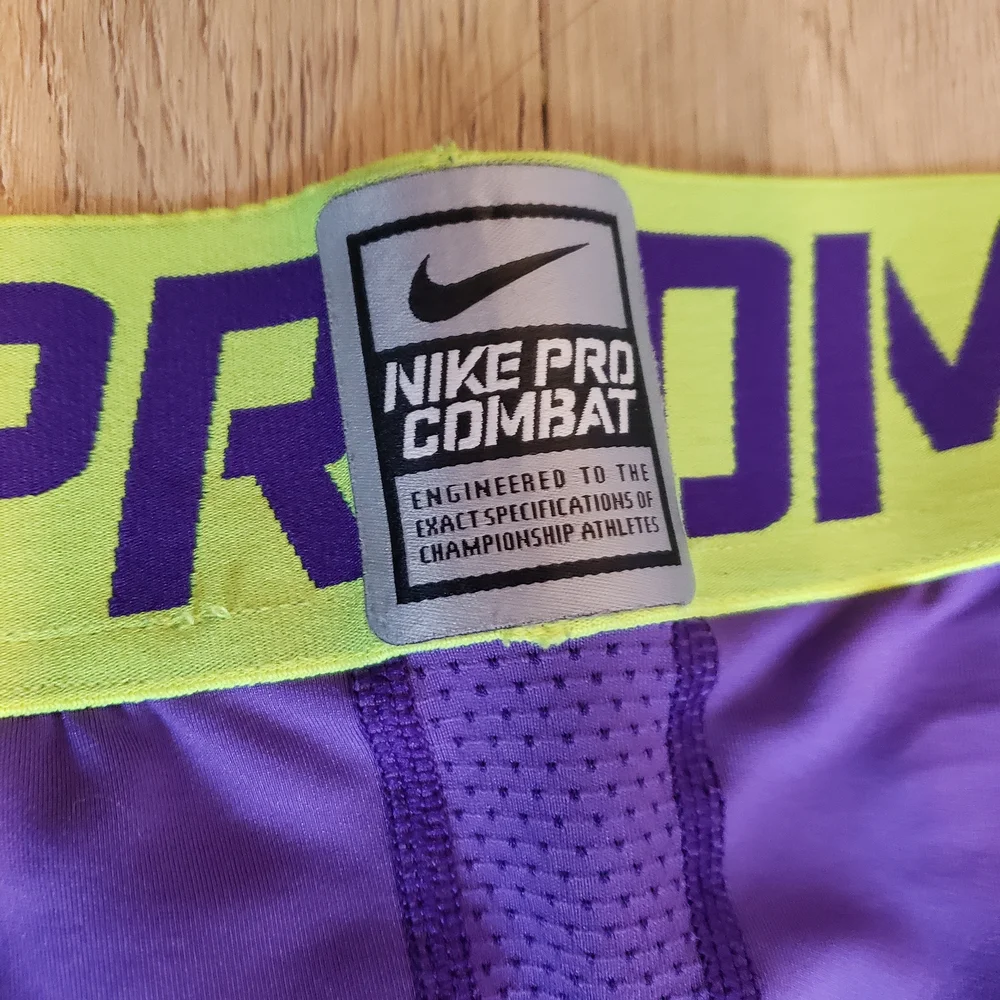 Nike Pro Combat HYPERWARM Purple and Green Leggings - Picture 7 of 8